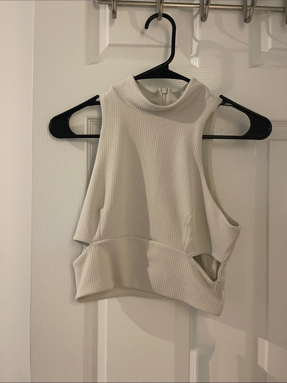 lululemon athletica Cream Ribbed Mock-Neck Crop Tank